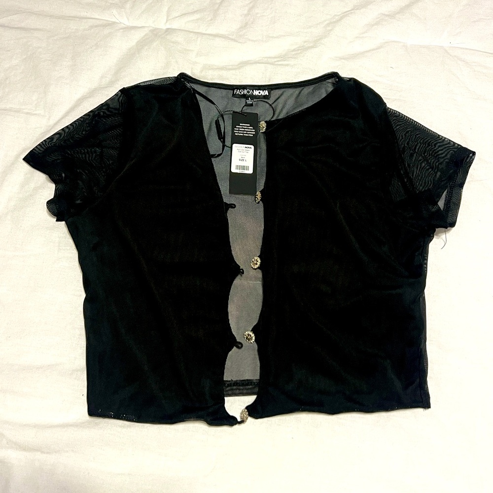 Sheer Black Button Down Shirt